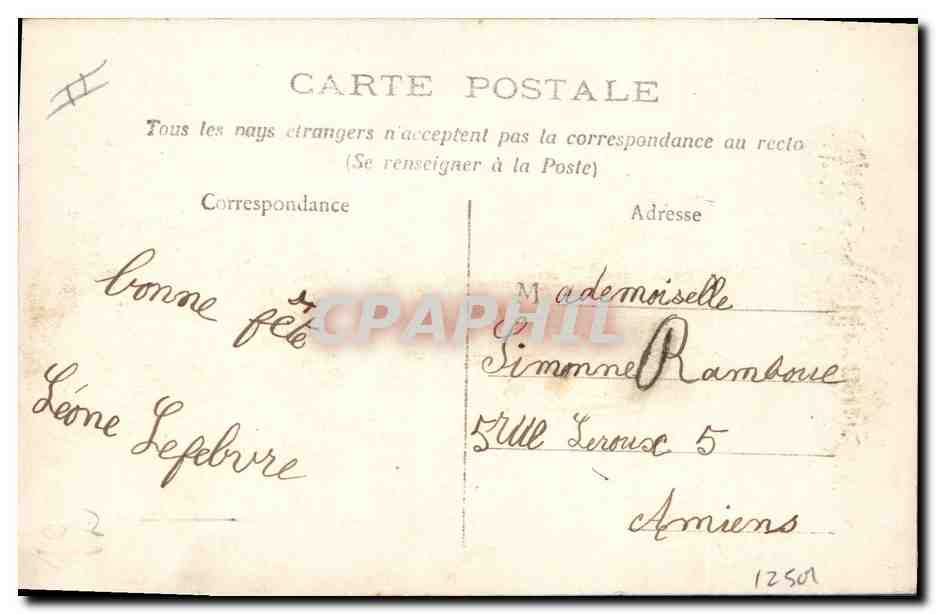 Femme en robe rose tenant un bouquet — 'Vive Sainte Catherine' — Irissa, n°2993 — Verso