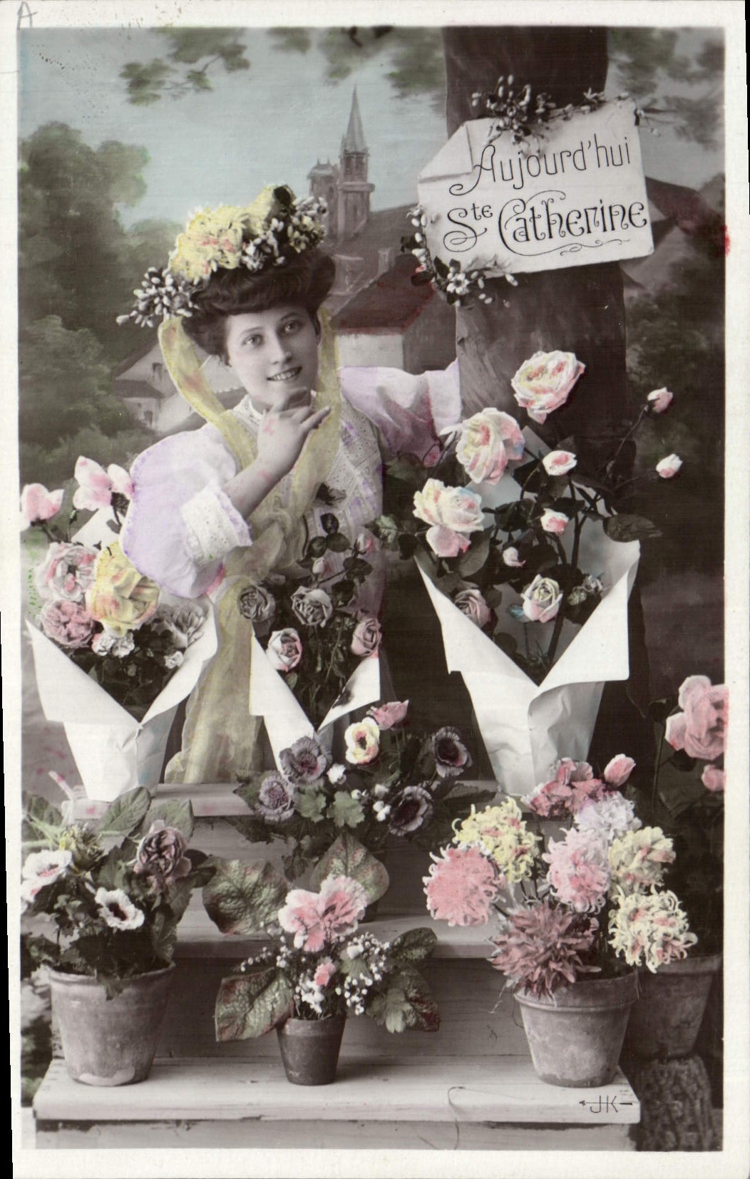 Femme en fleurs — Sainte Catherine — éditeur JK