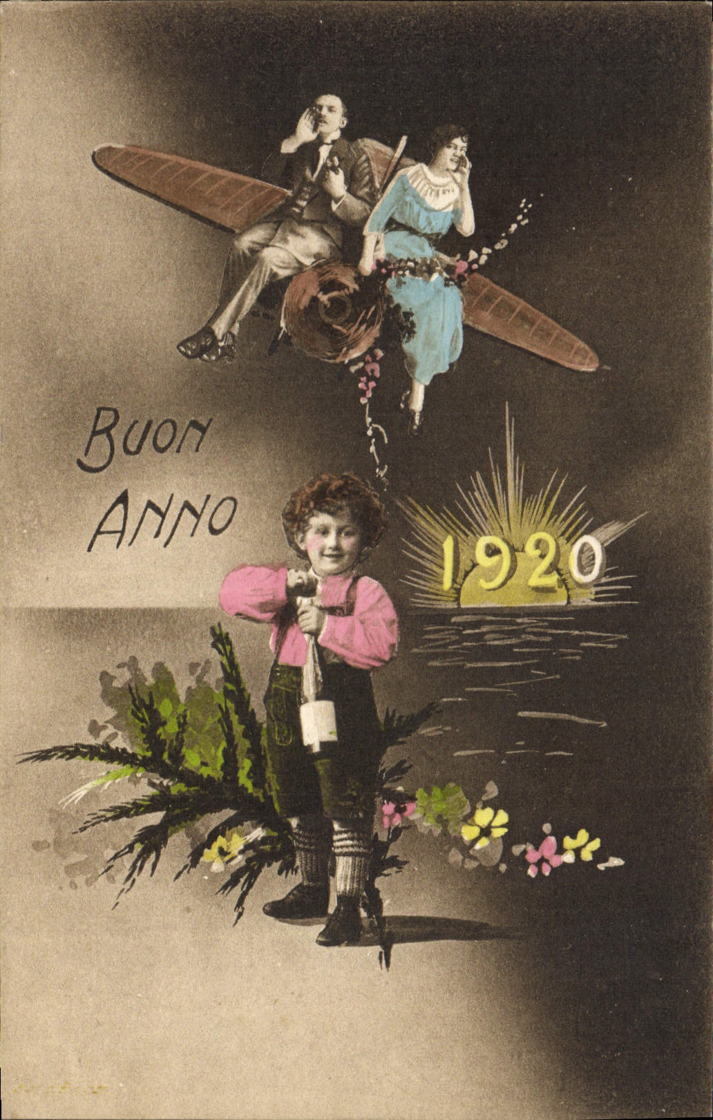 Couples dans un avion — Année 1920 — Éditeur SMA, n° 53629