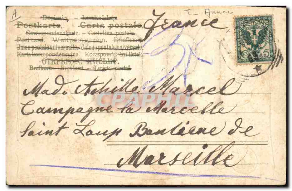 CPA Fantaisie Fleurs Annee 1905 — Verso