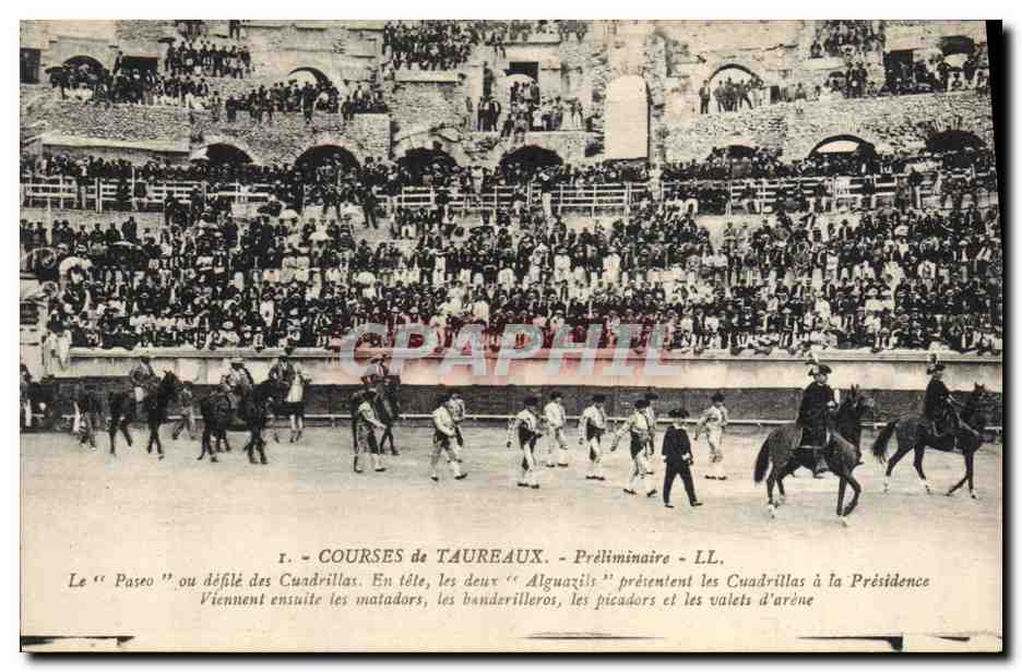 CPA Corrida Course de taureaux Preliminaire Le paseo ou defile des cuadrillas