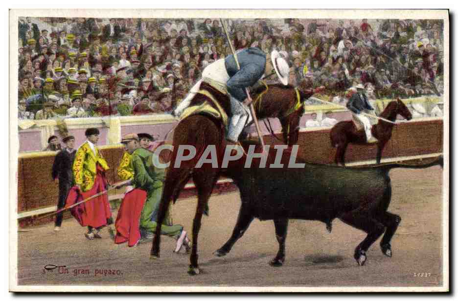 CPA Corrida Course de taureaux Un grand puyazo