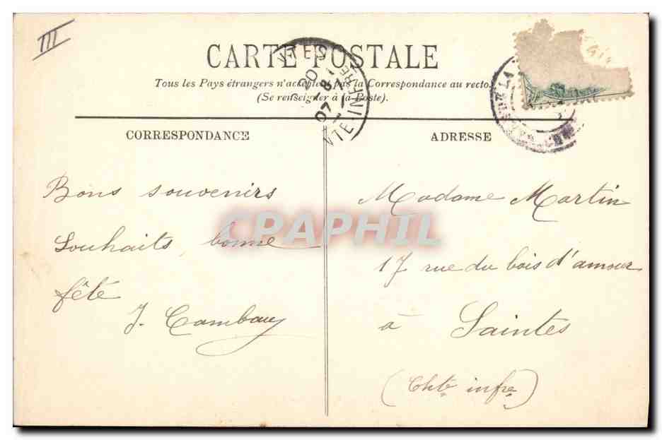 CPA Bateau de Guerre La Pertuisane Contre torpilleur — Verso