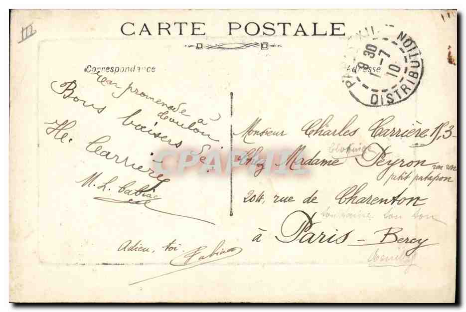 CPA Bateau de Guerre Patrie Cuirasse de 1er rang Battant pavillon du Vice Amiral en chef de la 1ere escadre — Verso