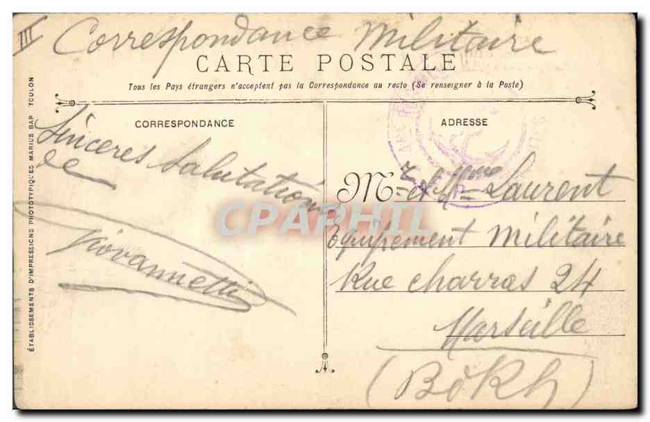Cuirassé PARIS — Marine Militaire Française — Éditeur Albert Zéroual, n° 344 — Verso