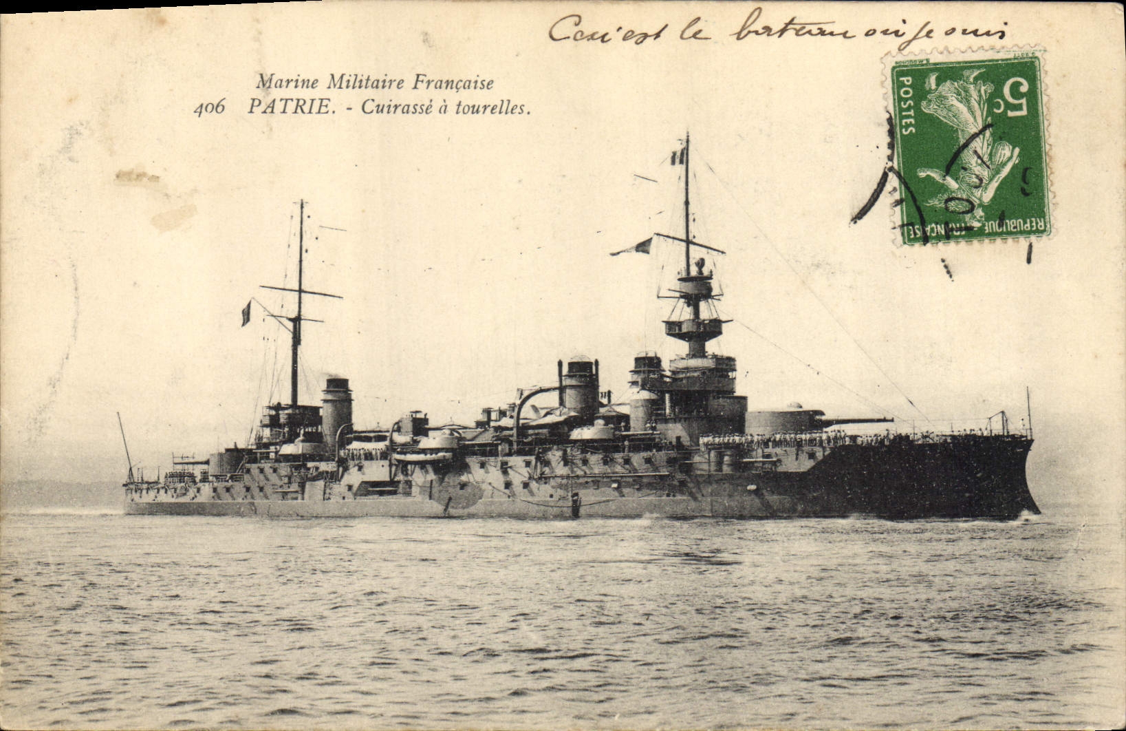 Bateau Patrie — Cuirassé à tourelles — Marine Militaire Française