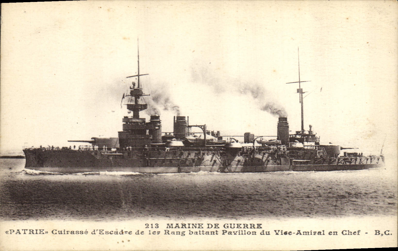 « PATRIE » Cuirassé d'Escadre de 1er Rang — Marine de Guerre — N° 213