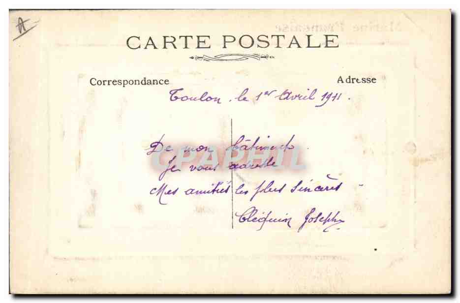 Pothuau — Croiseur École d'Application de Tir — Marine Française — Verso
