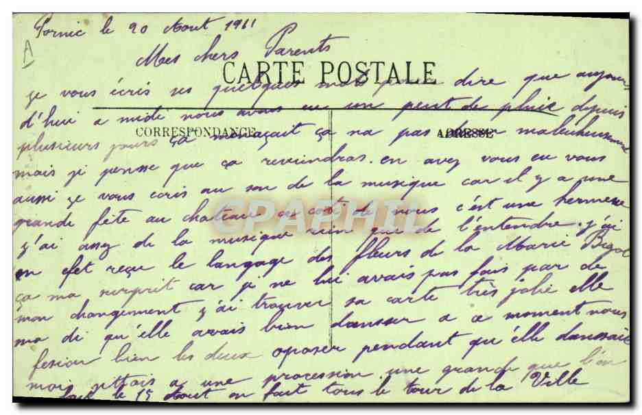 CPA Folklore Pornic Portrait de jeune fille avec la coiffe ancienne  — Verso