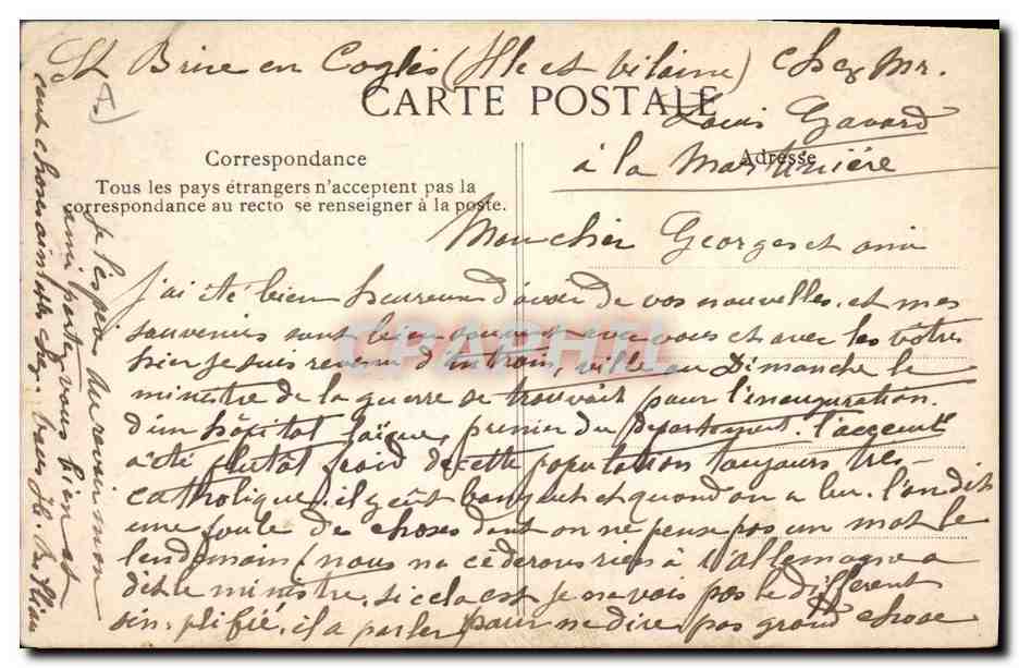 CPA Folklore Jeune fille de l'Ile de Sein  — Verso