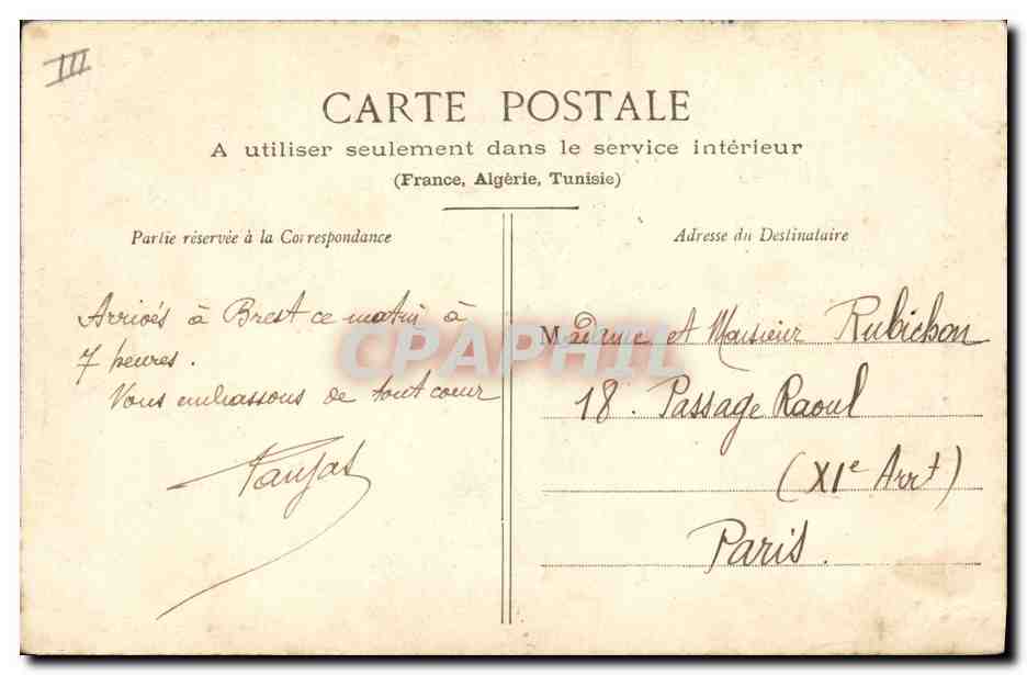 CPA Folklore Jeune fille de Chateaulin  — Verso