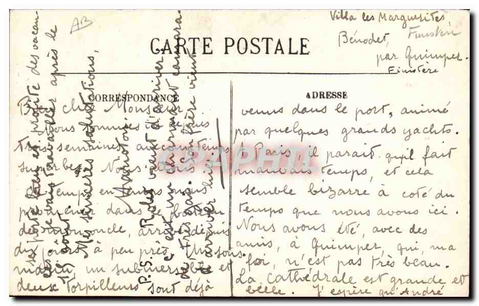 CPA Folklore Jeune fille de Douarnenez en costume de fete  — Verso