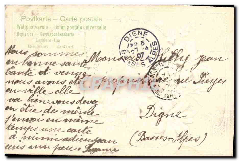 CPA Fantaisie Fleurs  — Rückseite