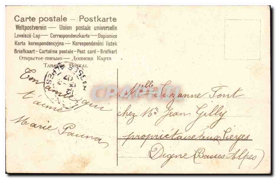 CPA Fantaisie Fleurs Ange Colombes — Verso