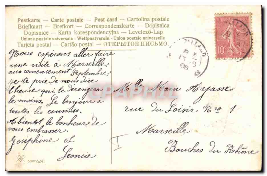 CPA Fantaisie Fleurs Trefles Fer a cheval — Verso