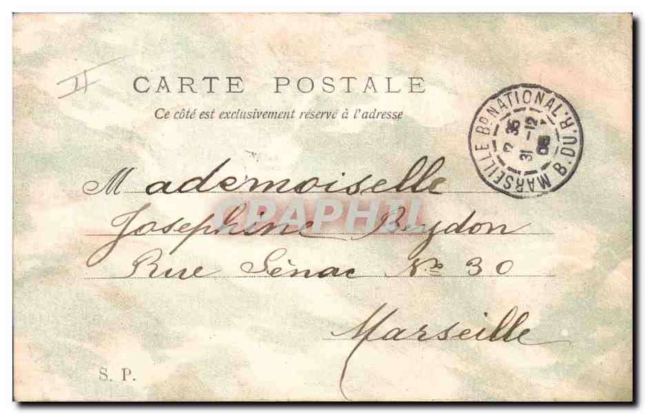 Fleurs violettes — carte postale avec texte imprimé 'Meilleurs voeux' — éditeur non identifié — Rückseite