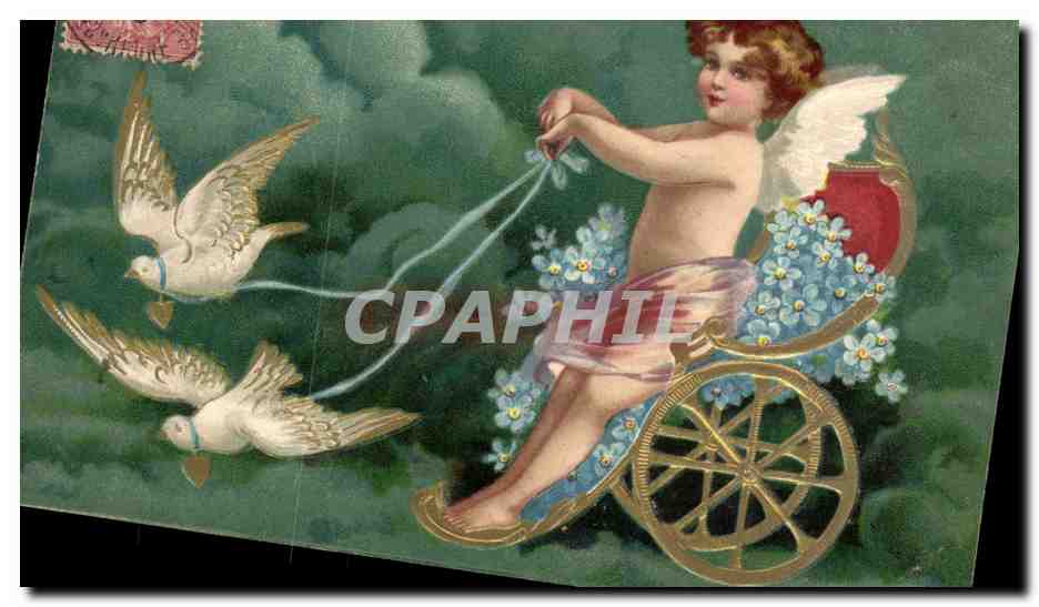 Cupidon dans son char — avec deux colombes — éditeur anonyme