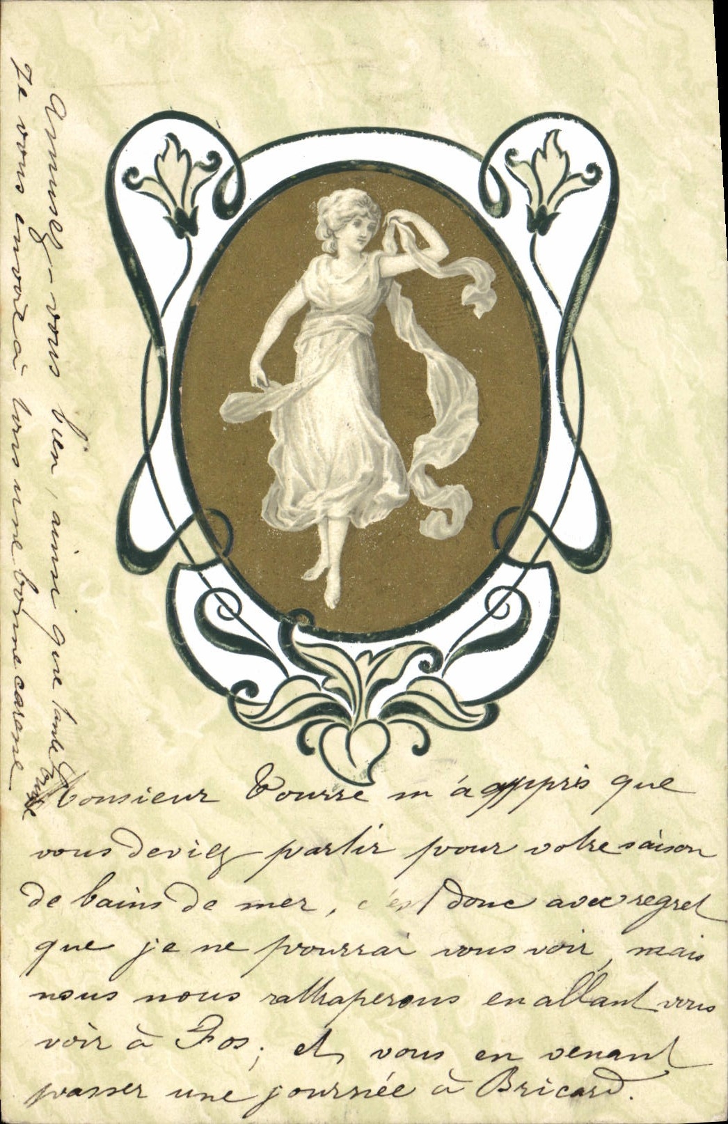 Danseuse en robe fluide — illustration Art Nouveau — éditeur BRW 369