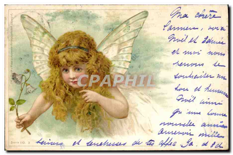CPA Fantaisie Illustrateur Enfant Ange Papillon 