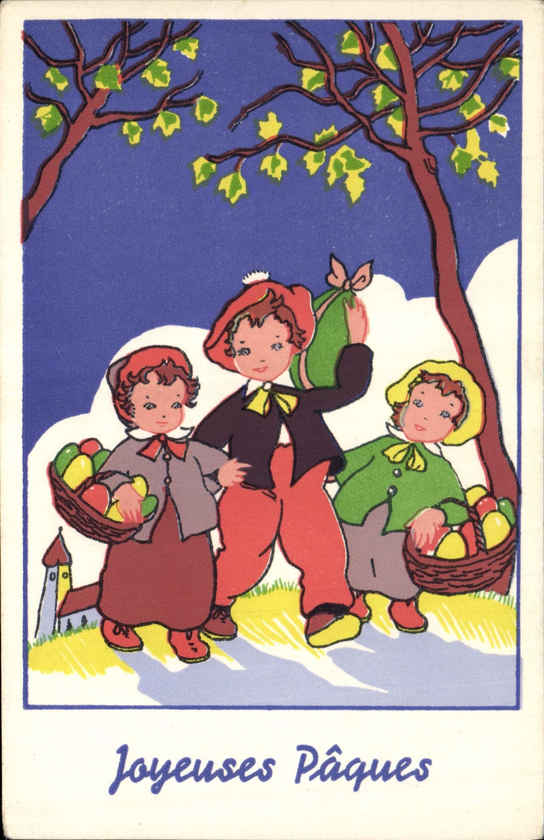 CPA Fantaisie Illustrateur Enfants Joyeuses Paques 