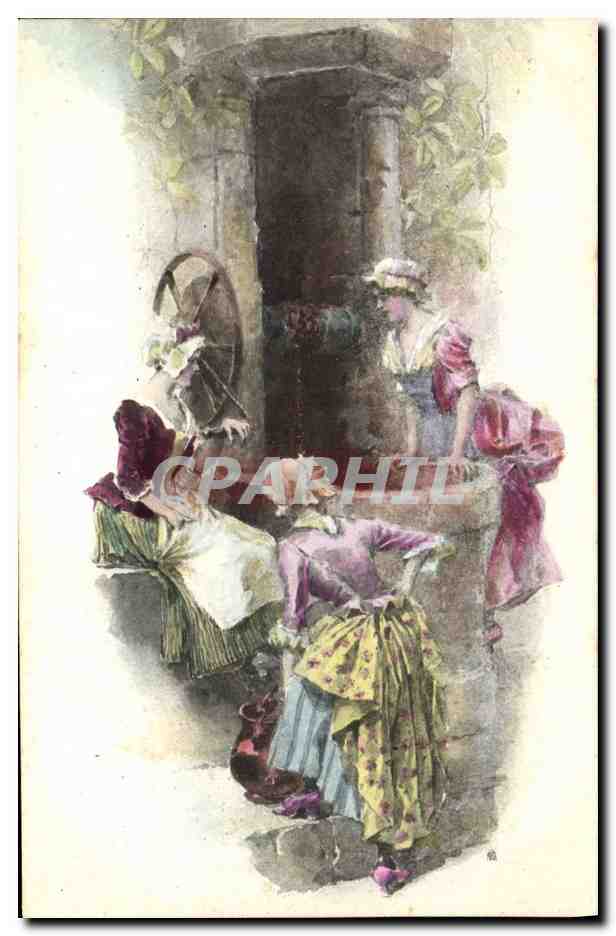 CPA Fantaisie Illustrateur Femmes au puits 