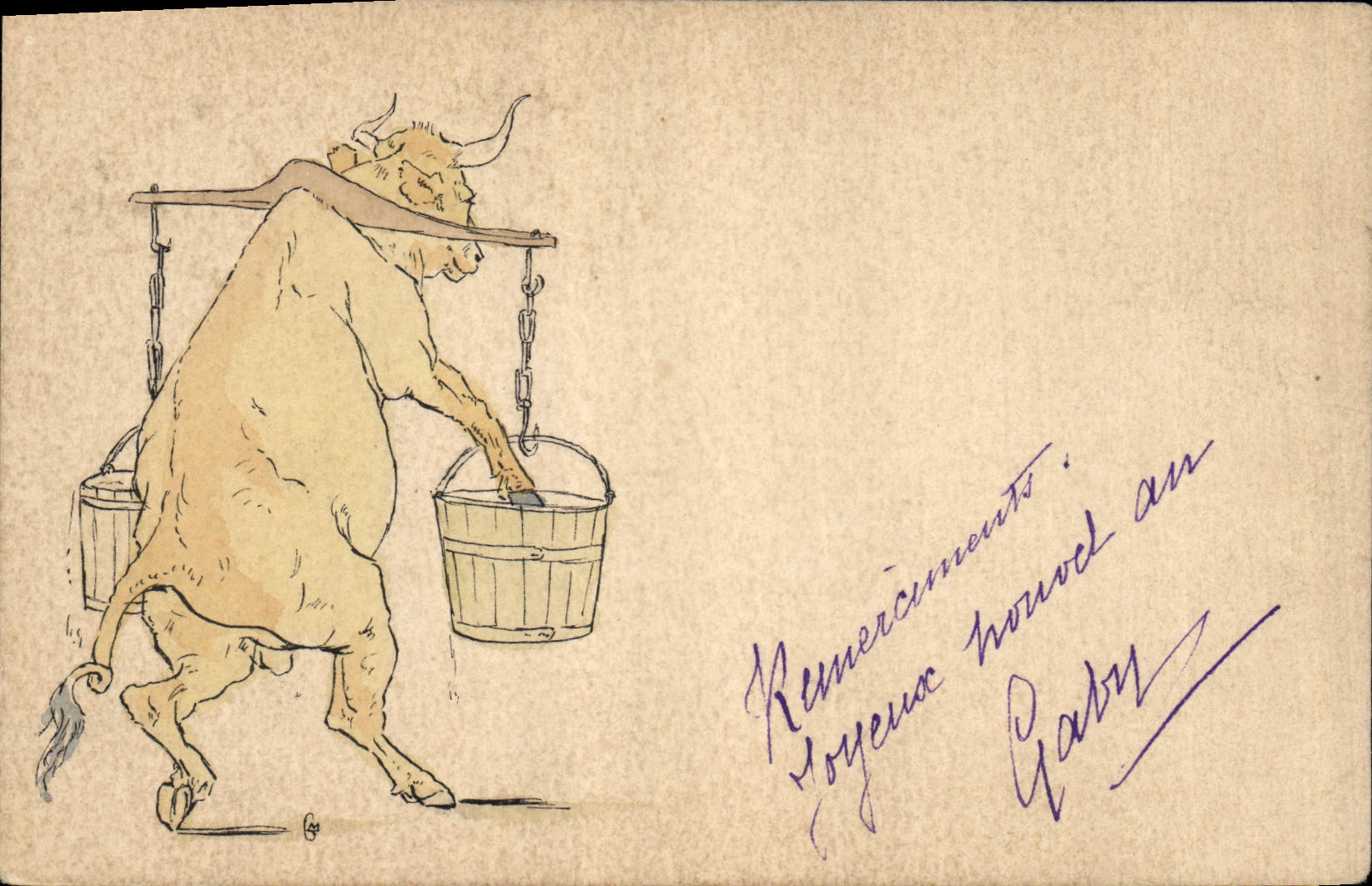 CPA Fantaisie Illustrateur Boeuf 