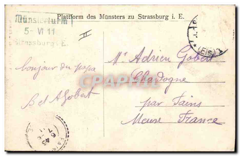 CPA Jean Baptiste Schwilgue Auteur de l'horloge astronomique  — Verso