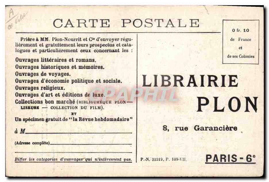 Ernest Pérochon — Prix Goncourt 1920 — Huit Gouttes d'Opium — Cliché Meyer-Niort — Achterkant