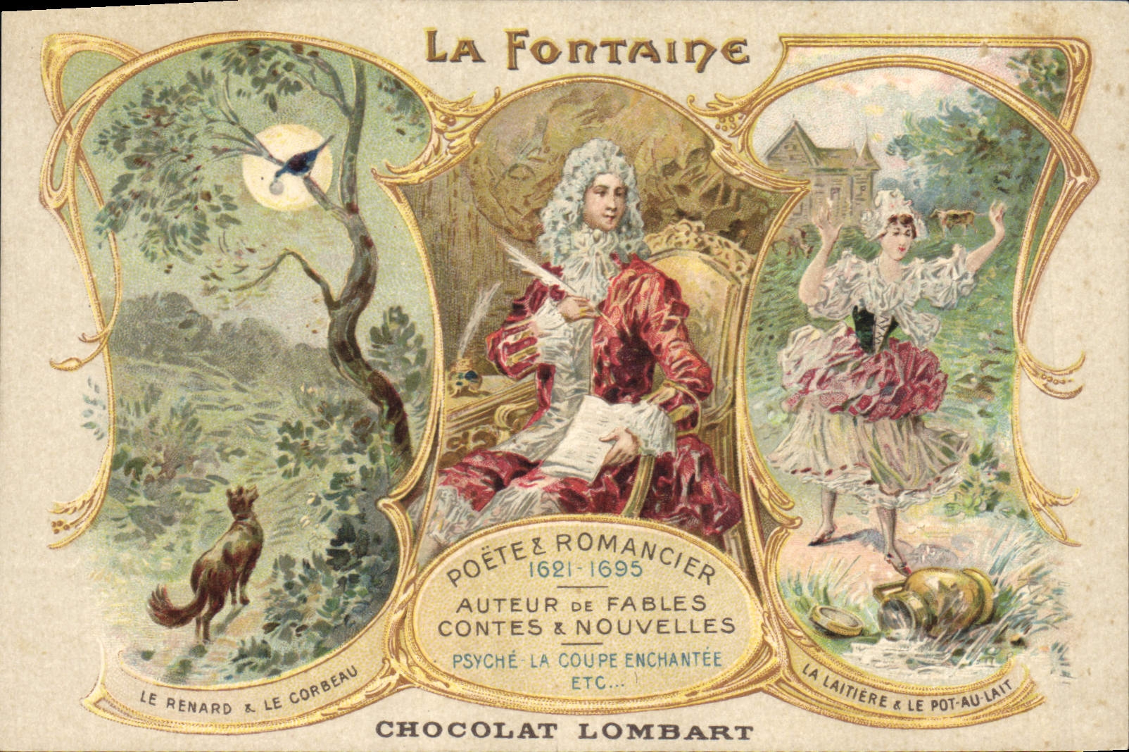 La Fontaine — Poète & Romancier 1621-1695 — Chocolat Lombart