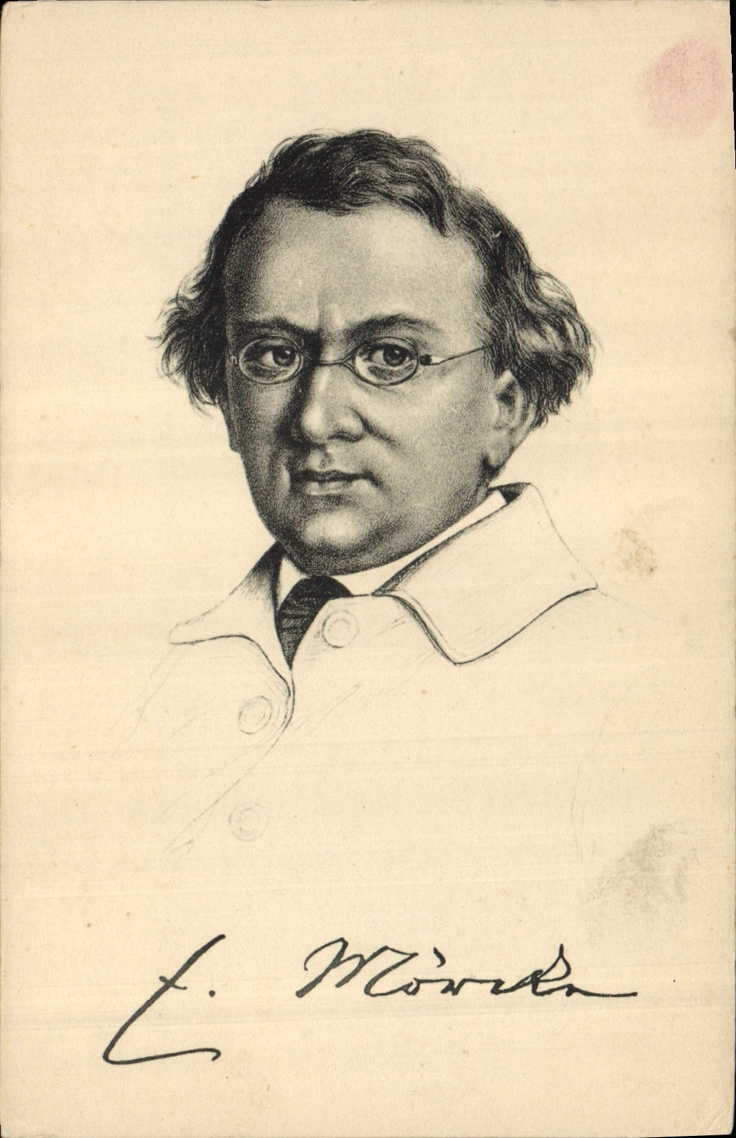 Eduard Mörické — portrait gravé avec signature — Stengel & Co.