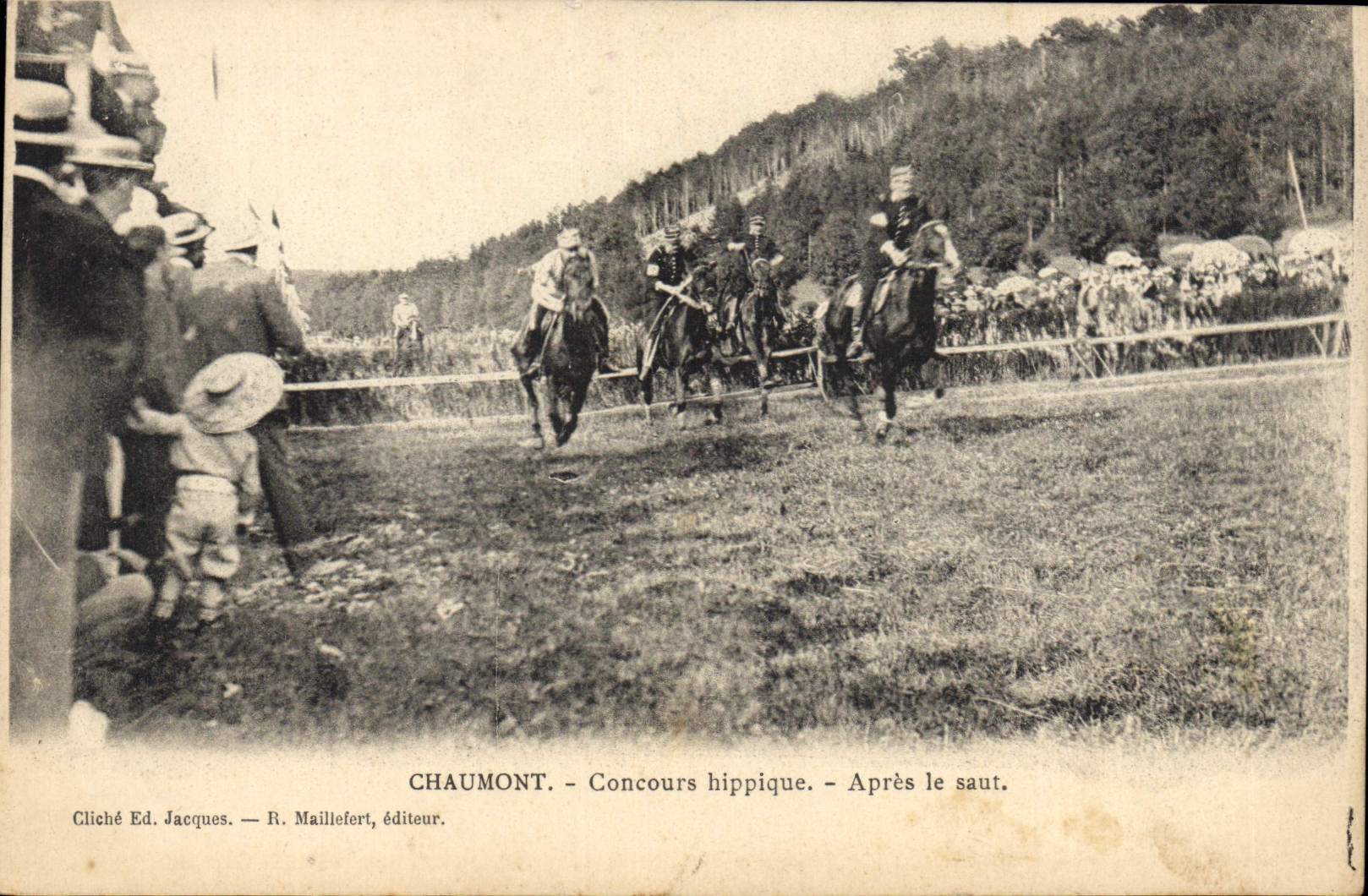 Chaumont - Concours hippique - Après le saut — Cliché Ed. Jacques — R. Maillefort, éditeur