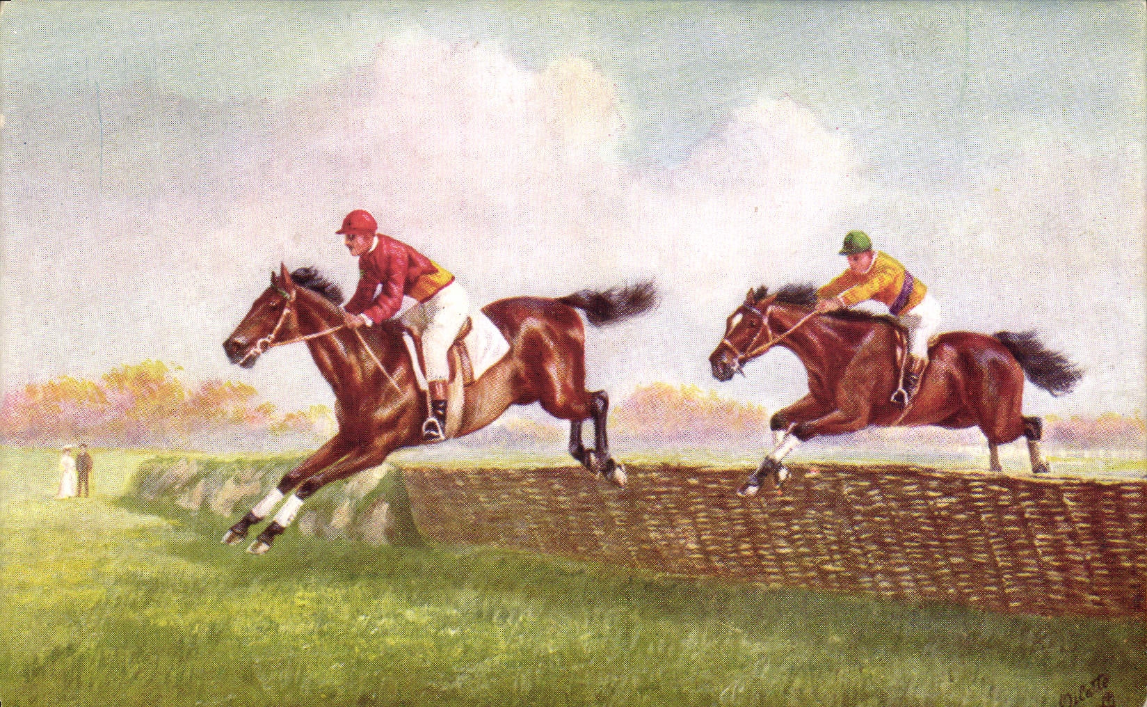 Course de chevaux au saut d'obstacles — Tuck's Post Card, série 'Oilette' — Raphael Tuck & Sons - Anverso