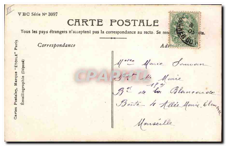 CPA Fantaisie Fleurs Annee 1907 Femme  — Verso