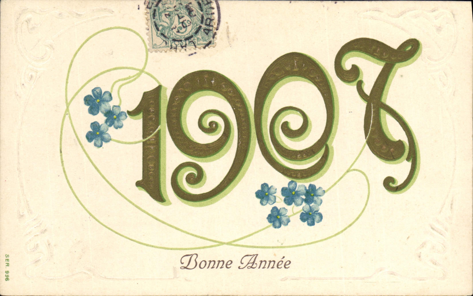 Bonne Année 1907 — carte postale de série SER. 996 — éditeur non visible