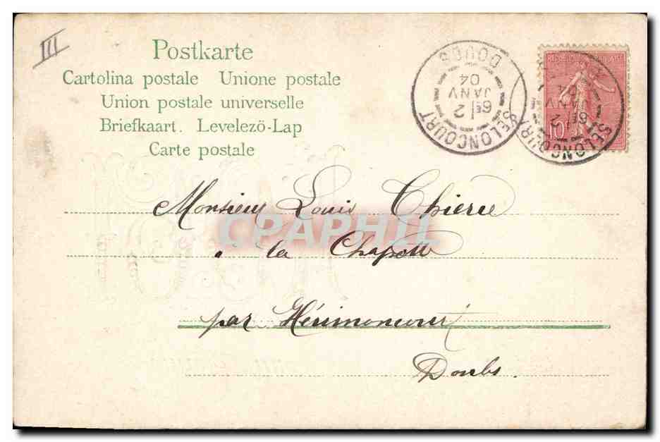 CPA Fantaisie Fleurs Annee 1904  — Verso