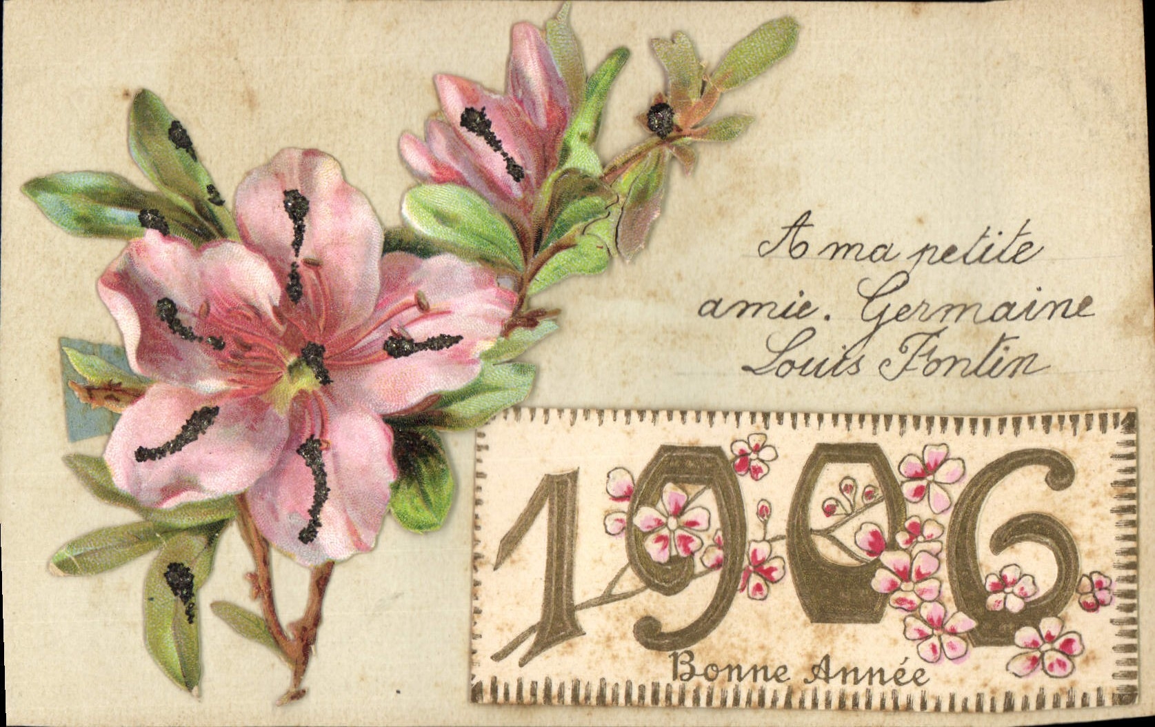 Fleurs roses — Année 1906 — Imprimés