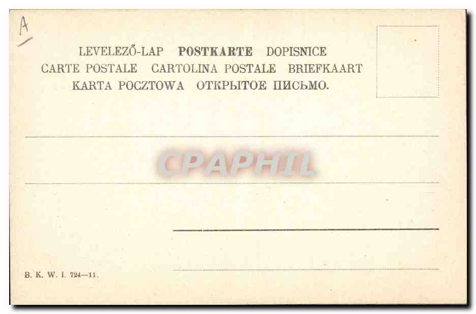 Novembre — paysage d'automne avec soleil couchant — éditeur B. K. W. I, n° 724-11 — Reverso