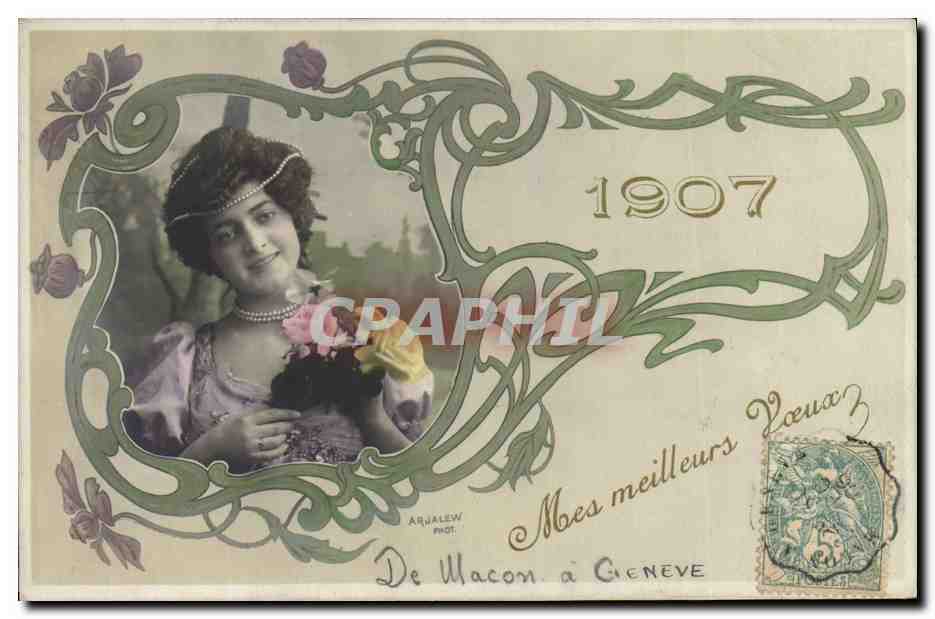 CPA Fantaisie Fleurs Annee 1907 Femme 