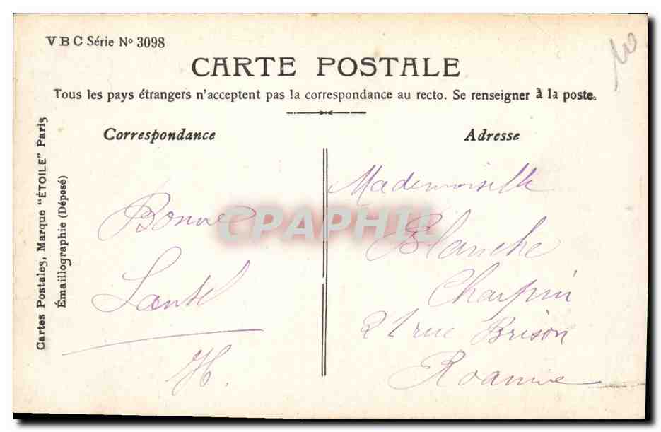 CPA Fantaisie Enfants Annee 1907  — Verso