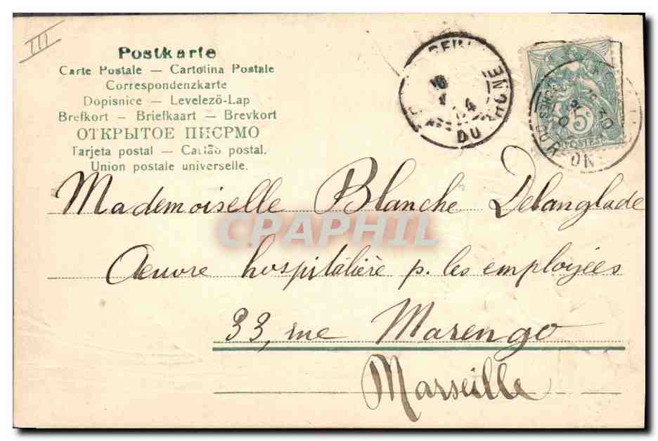CPA Fantaisie Fleurs Annee 1905  — Verso