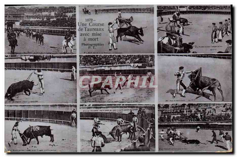 Course de Taureaux avec mise à mort — 1872 — Photographies P.T.