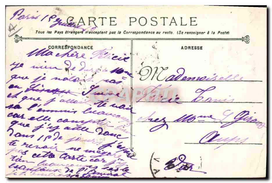 CPA Bateau de Guerre Patrie Cuirasse  — Verso