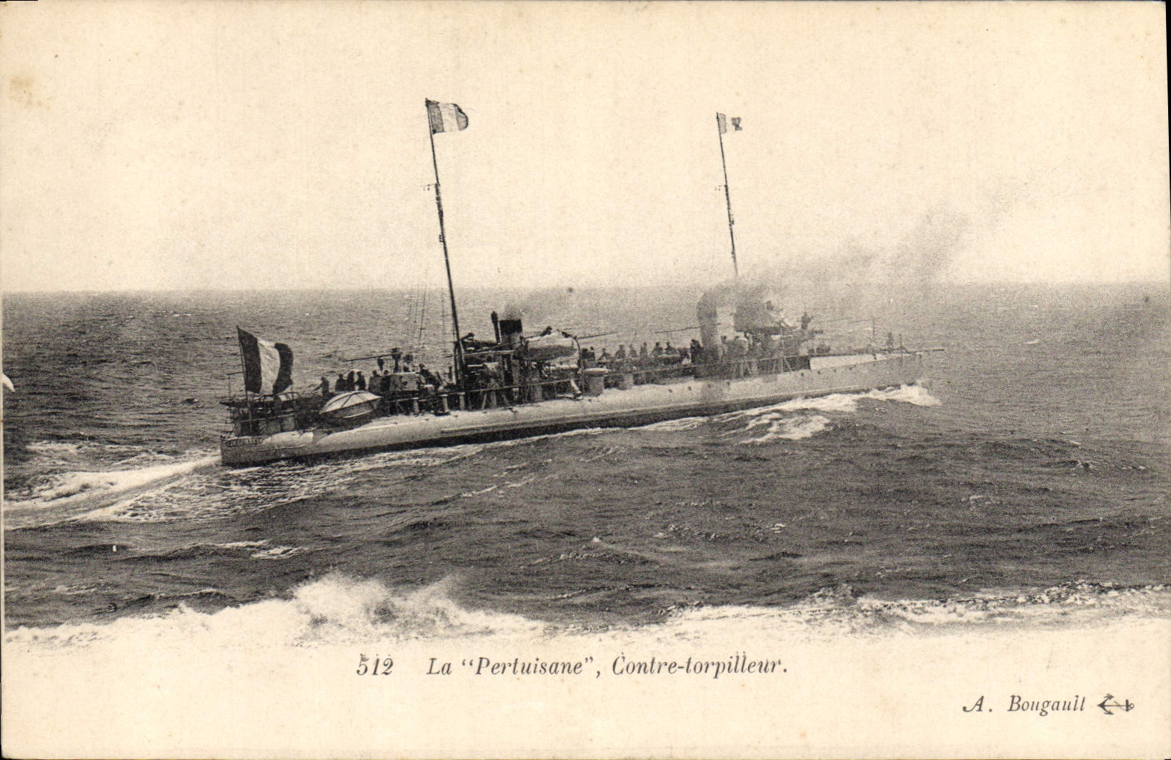 La "Pertuisane", Contre-torpilleur — A. Bougault, n° 512