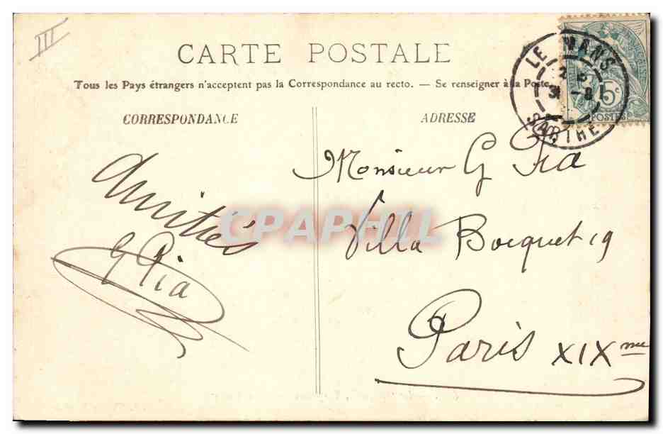 Le 'Pique', Torpilleur de haute mer — A. Bougault, n° 537 — Verso