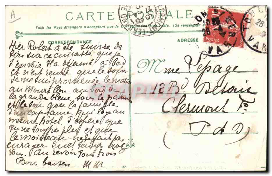Croiseur-Cuirassé Pothuau — Marine Militaire Française — Phototypie Marius Bar — Toulon — Verso