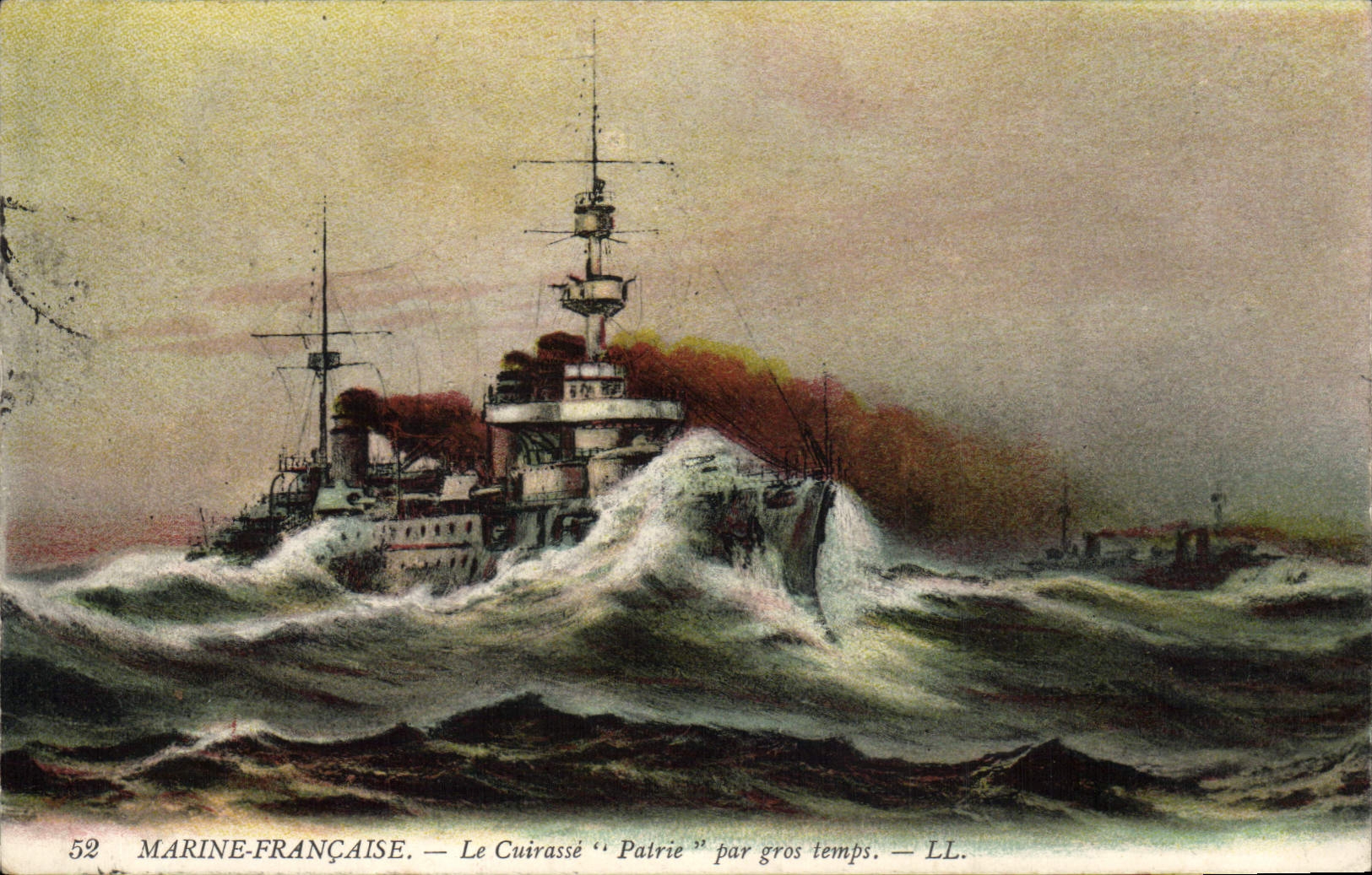 Marine française — Le cuirassé "Patrie" par gros temps — LL. — n°52