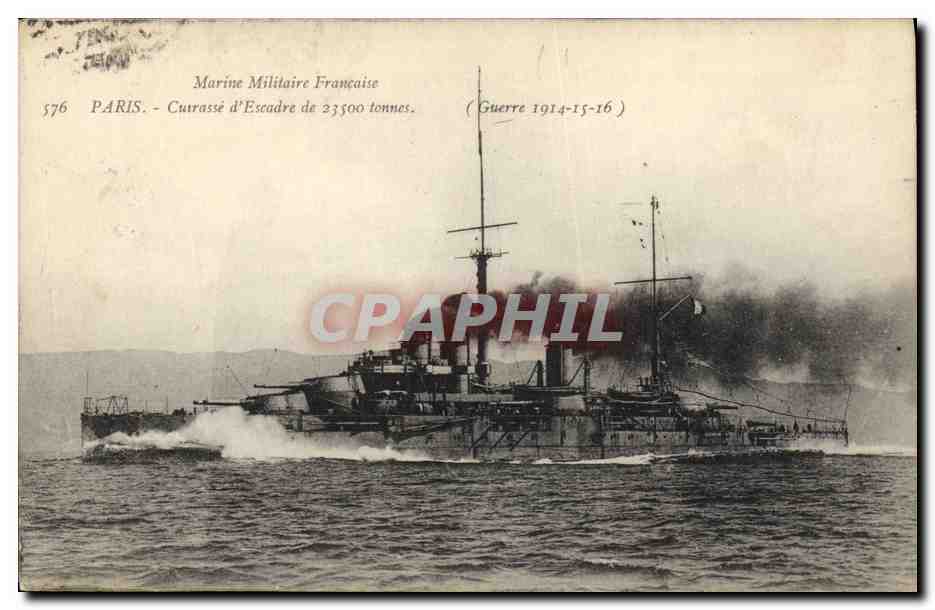 CPA Bateau de Guerre Paris Cuirasse d'escadre 