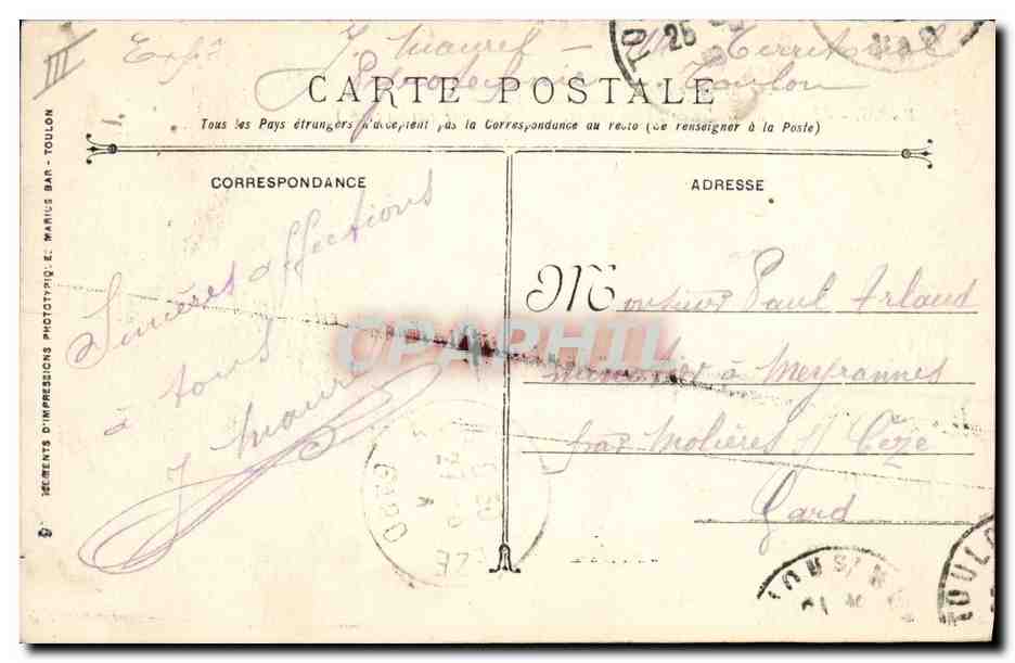 CPA Bateau de Guerre Paris Cuirasse d'escadre  — Verso