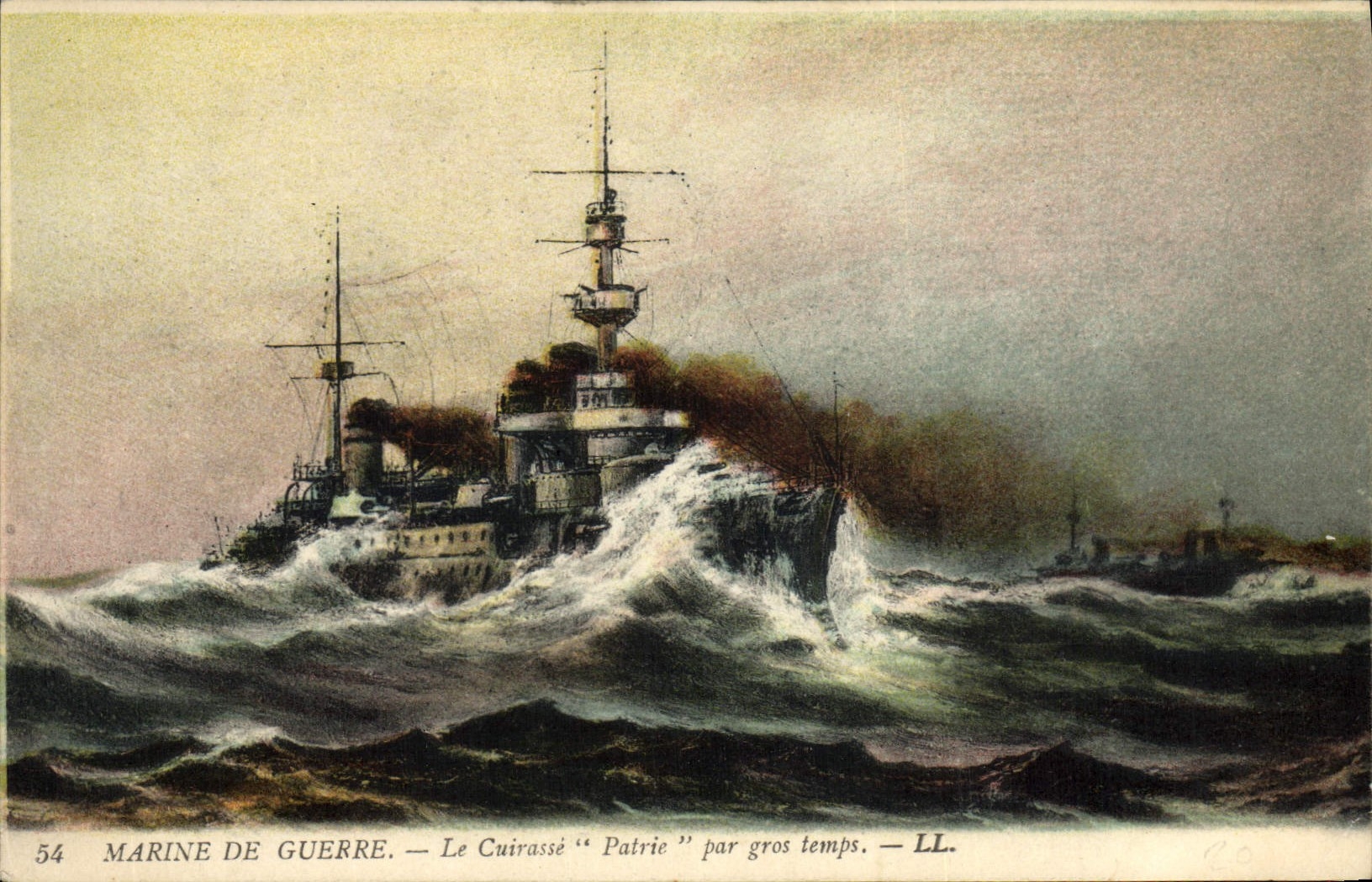 Marine de guerre — Le cuirassé "Patrie" par gros temps — LL. n° 54