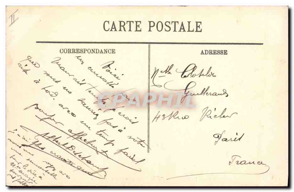 Marine de guerre — Le cuirassé "Patrie" par gros temps — LL. n° 54 — Verso